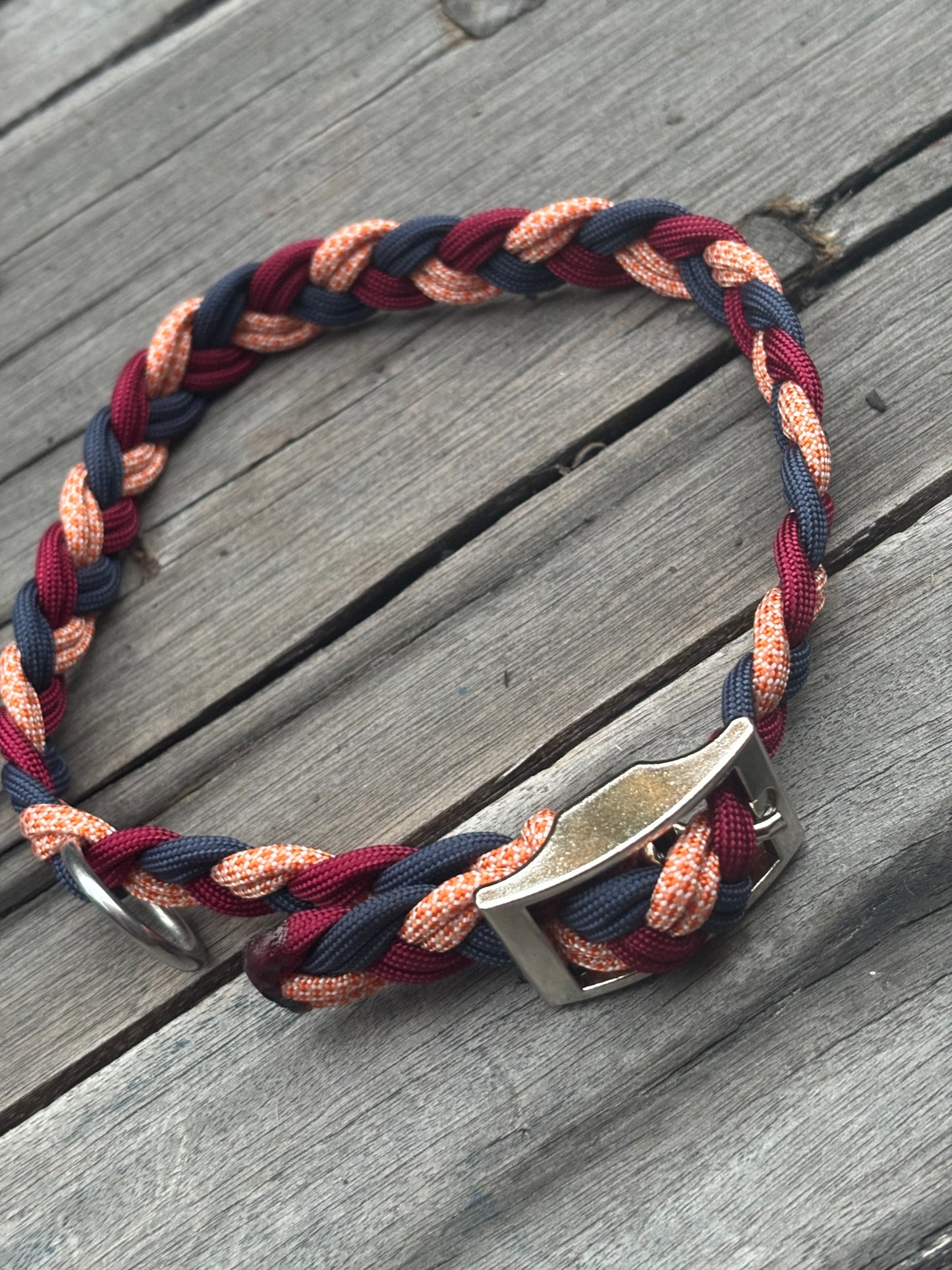 Pre-made Dog Collar Navy-Burgundy-Orange