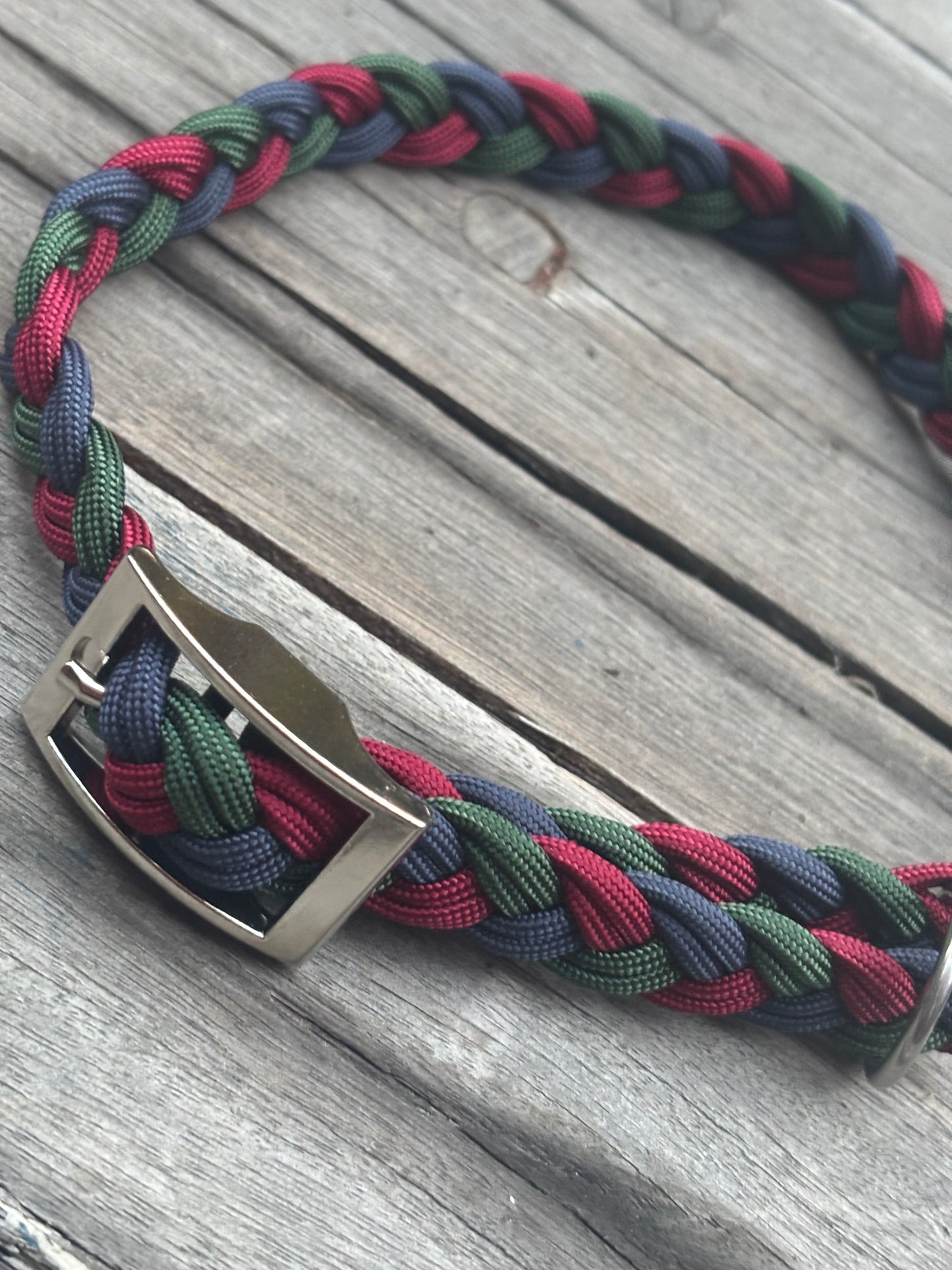 Pre-made Dog Collar Green-Navy-Burgundy