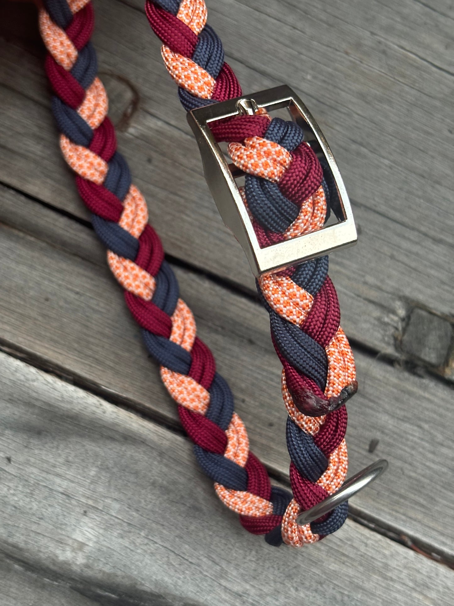 Pre-made Dog Collar Navy-Burgundy-Orange